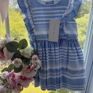 Ralph Lauren Blue and White Flutter Sleeve Sundress